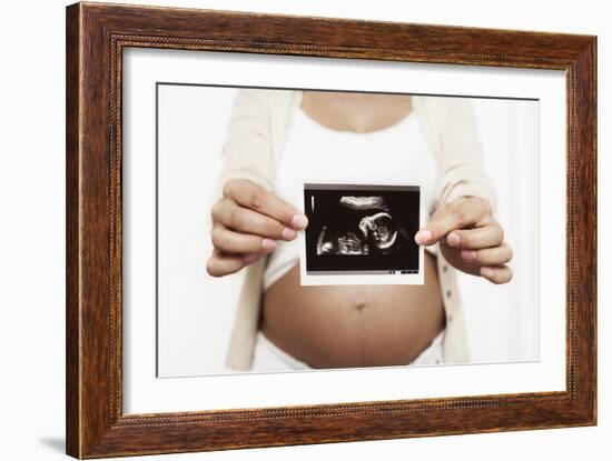 Pregnant Woman Holding Her Baby Scan-Ian Boddy-Framed Photographic Print