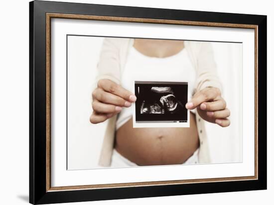 Pregnant Woman Holding Her Baby Scan-Ian Boddy-Framed Photographic Print