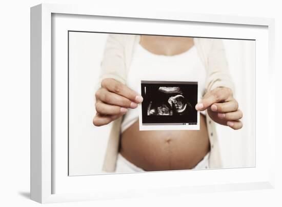 Pregnant Woman Holding Her Baby Scan-Ian Boddy-Framed Photographic Print