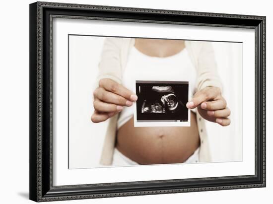 Pregnant Woman Holding Her Baby Scan-Ian Boddy-Framed Photographic Print