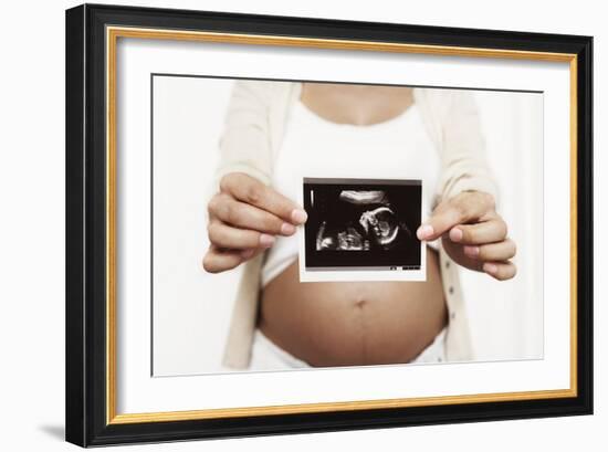 Pregnant Woman Holding Her Baby Scan-Ian Boddy-Framed Photographic Print