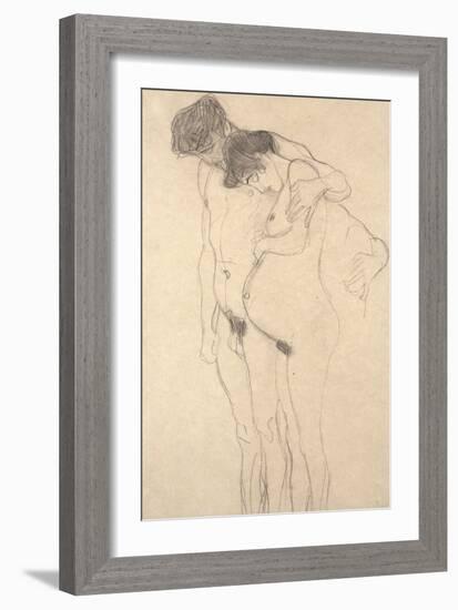 Pregnant Woman with Man: Study for Hoffnung I, C.1903-4-Gustav Klimt-Framed Giclee Print