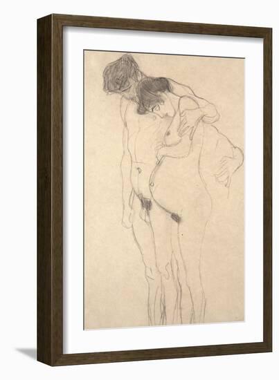 Pregnant Woman with Man: Study for Hoffnung I, C.1903-4-Gustav Klimt-Framed Giclee Print