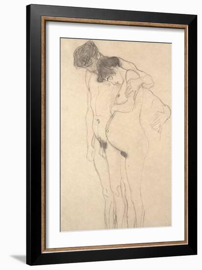 Pregnant Woman with Man: Study for Hoffnung I, C.1903-4-Gustav Klimt-Framed Giclee Print