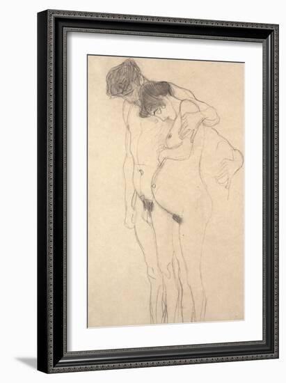 Pregnant Woman with Man: Study for Hoffnung I, C.1903-4-Gustav Klimt-Framed Giclee Print