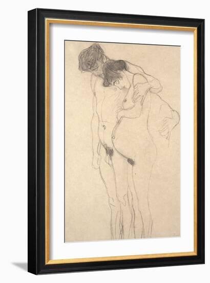 Pregnant Woman with Man: Study for Hoffnung I, C.1903-4-Gustav Klimt-Framed Giclee Print