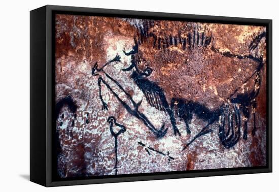 Prehistoric Art: Scene of the Well: a Man with a Bird Head and Seems to Fall or Being Pushed by a B-Prehistoric Prehistoric-Framed Premier Image Canvas