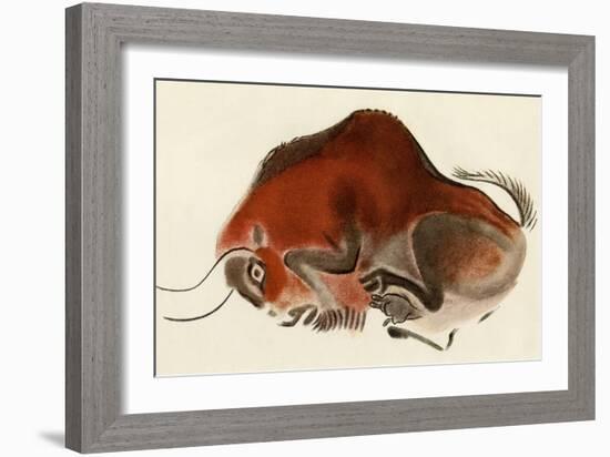 Prehistoric Cave Painting of a Charging Buffalo, Altamira, Spain-null-Framed Giclee Print