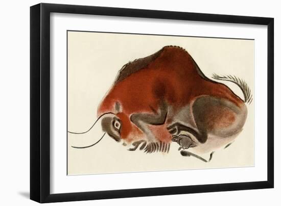 Prehistoric Cave Painting of a Charging Buffalo, Altamira, Spain-null-Framed Giclee Print