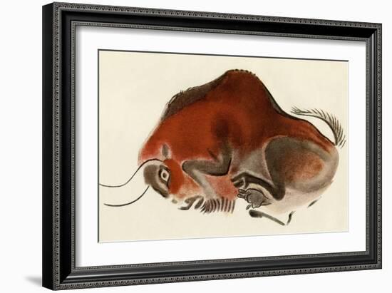 Prehistoric Cave Painting of a Charging Buffalo, Altamira, Spain-null-Framed Giclee Print