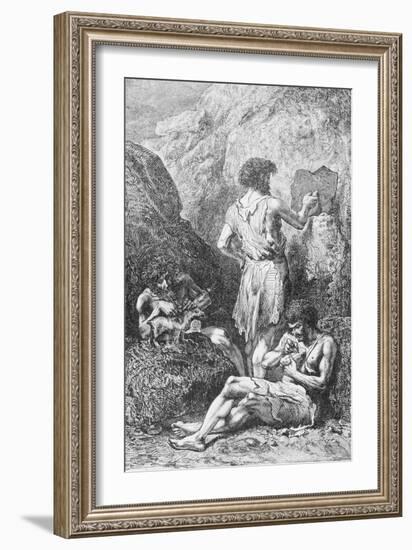 Prehistoric Men Depicting Deer-Emile Antoine Bayard-Framed Giclee Print