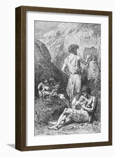 Prehistoric Men Depicting Deer-Emile Antoine Bayard-Framed Giclee Print