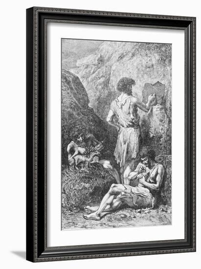 Prehistoric Men Depicting Deer-Emile Antoine Bayard-Framed Giclee Print