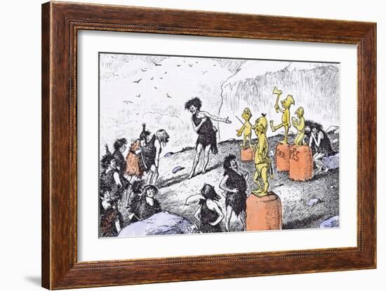 Prehistoric Peep, a Visit to an Artist's Studio-Edward Tennyson Reed-Framed Giclee Print