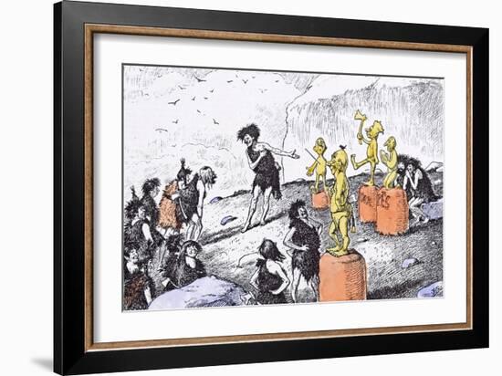 Prehistoric Peep, a Visit to an Artist's Studio-Edward Tennyson Reed-Framed Giclee Print