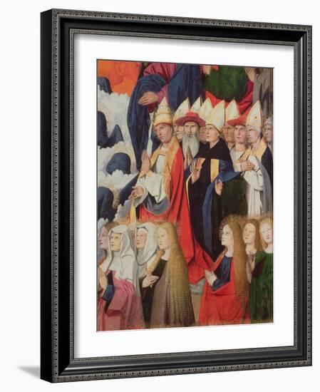 Prelates and Saints, Detail of the Coronation of the Virgin, 1453-54 (Oil on Panel)-Enguerrand Quarton-Framed Giclee Print