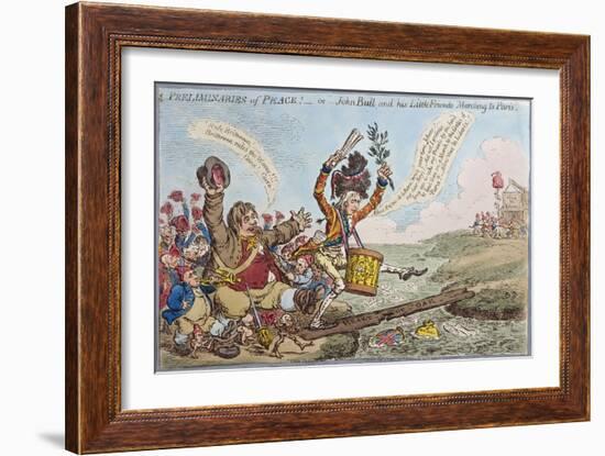 Preliminaries of Peace, or John Bull and His Little Friends Marching to Paris, Published by…-James Gillray-Framed Giclee Print