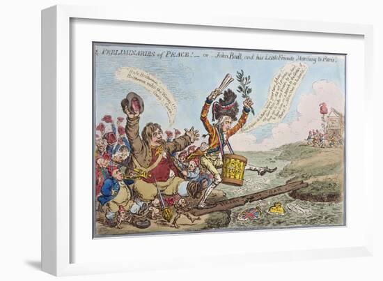 Preliminaries of Peace, or John Bull and His Little Friends Marching to Paris, Published by…-James Gillray-Framed Giclee Print