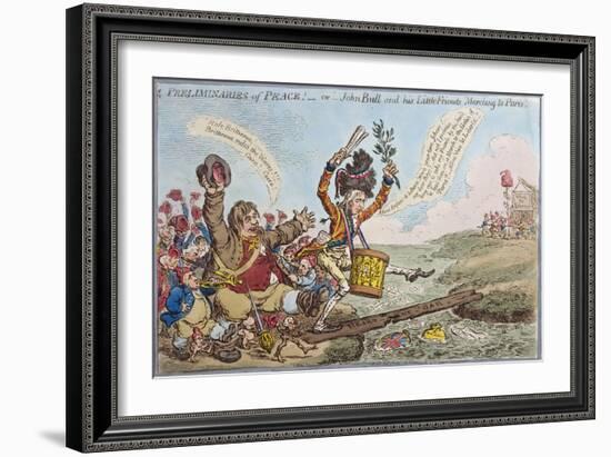 Preliminaries of Peace, or John Bull and His Little Friends Marching to Paris, Published by…-James Gillray-Framed Giclee Print