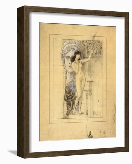 Preliminary Drawing for Allegory of Sculpture-Gustav Klimt-Framed Giclee Print