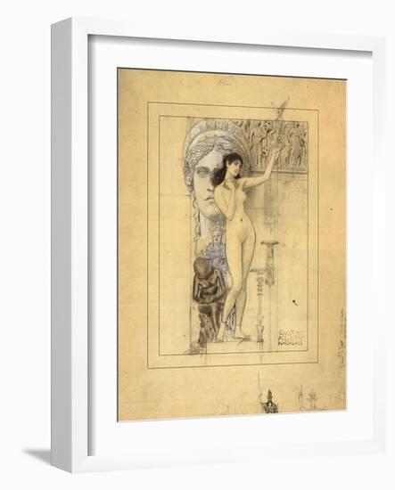 Preliminary Drawing for Allegory of Sculpture-Gustav Klimt-Framed Giclee Print