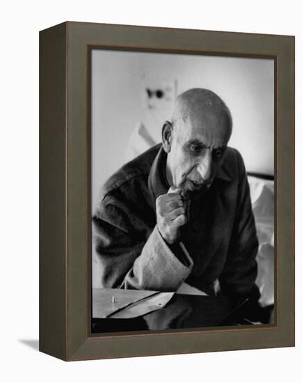 Premier Mohammed Mossadegh, Giving an Answer with a Forceful Fist Shake-Lisa Larsen-Framed Premier Image Canvas