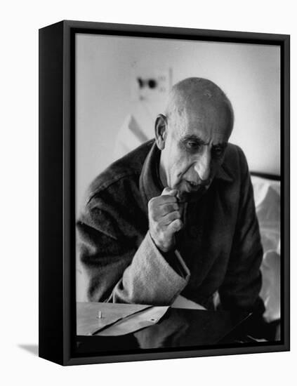 Premier Mohammed Mossadegh, Giving an Answer with a Forceful Fist Shake-Lisa Larsen-Framed Premier Image Canvas