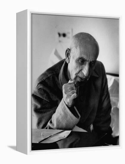 Premier Mohammed Mossadegh, Giving an Answer with a Forceful Fist Shake-Lisa Larsen-Framed Premier Image Canvas