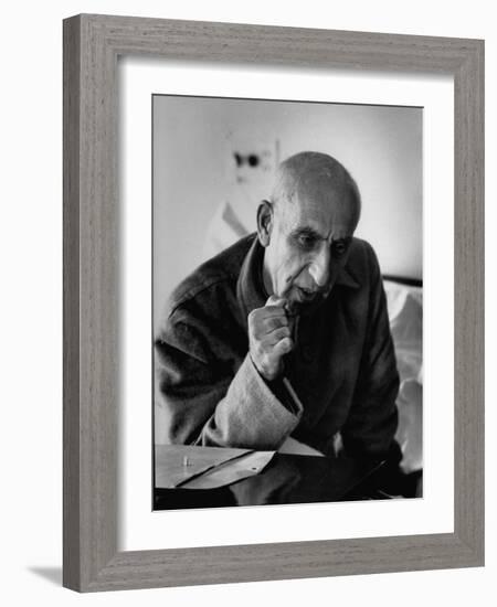 Premier Mohammed Mossadegh, Giving an Answer with a Forceful Fist Shake-Lisa Larsen-Framed Photographic Print