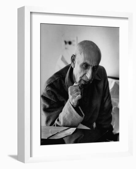 Premier Mohammed Mossadegh, Giving an Answer with a Forceful Fist Shake-Lisa Larsen-Framed Photographic Print