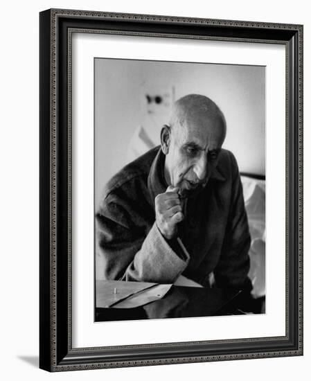 Premier Mohammed Mossadegh, Giving an Answer with a Forceful Fist Shake-Lisa Larsen-Framed Photographic Print