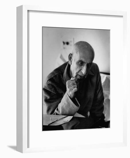 Premier Mohammed Mossadegh, Giving an Answer with a Forceful Fist Shake-Lisa Larsen-Framed Photographic Print