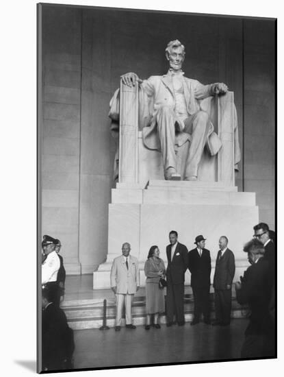 Premier Nikita Khrushchev and Others Beneath the Lincoln Statue in the Lincoln Memorial-null-Mounted Photo