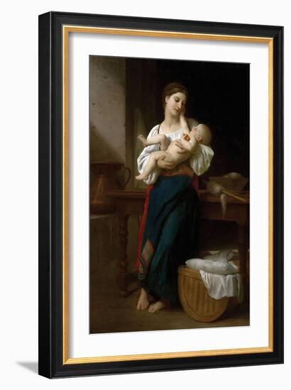 Premiers Caresses-William Adolphe Bouguereau-Framed Art Print