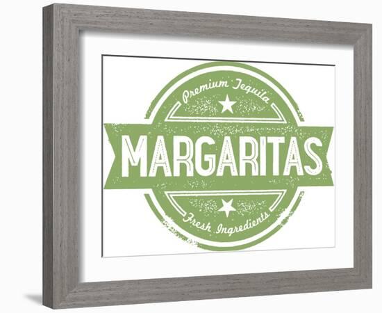 Premium Margaritas Cocktail Bar Menu Stamp-daveh900-Framed Art Print