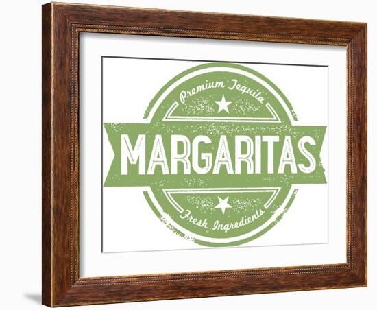 Premium Margaritas Cocktail Bar Menu Stamp-daveh900-Framed Art Print