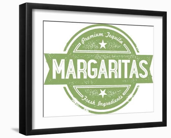 Premium Margaritas Cocktail Bar Menu Stamp-daveh900-Framed Art Print