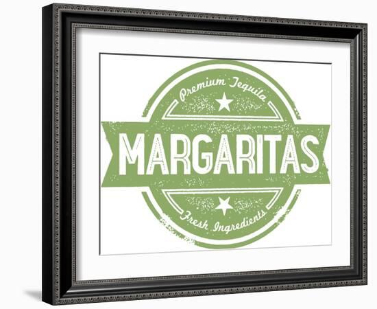 Premium Margaritas Cocktail Bar Menu Stamp-daveh900-Framed Art Print