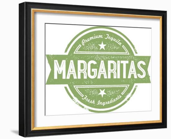 Premium Margaritas Cocktail Bar Menu Stamp-daveh900-Framed Art Print