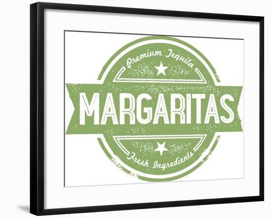 Premium Margaritas Cocktail Bar Menu Stamp-daveh900-Framed Art Print