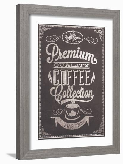 Premium Quality Coffee Collection Typography Background On Chalkboard-Melindula-Framed Art Print