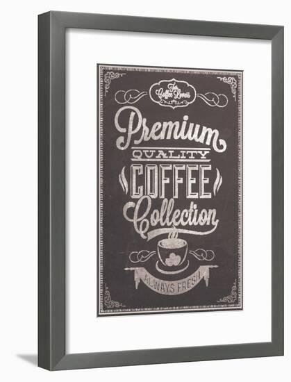 Premium Quality Coffee Collection Typography Background On Chalkboard-Melindula-Framed Art Print