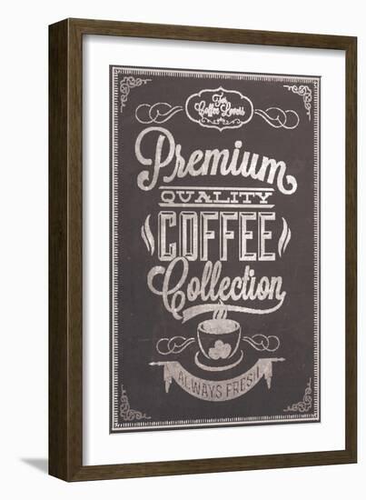 Premium Quality Coffee Collection Typography Background On Chalkboard-Melindula-Framed Art Print