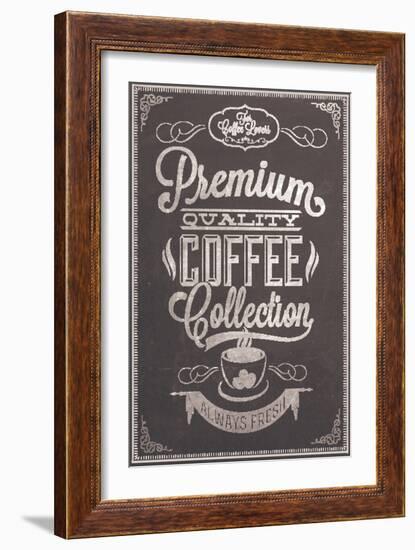 Premium Quality Coffee Collection Typography Background On Chalkboard-Melindula-Framed Art Print