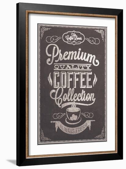 Premium Quality Coffee Collection Typography Background On Chalkboard-Melindula-Framed Art Print