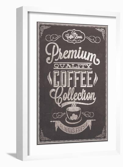 Premium Quality Coffee Collection Typography Background On Chalkboard-Melindula-Framed Art Print