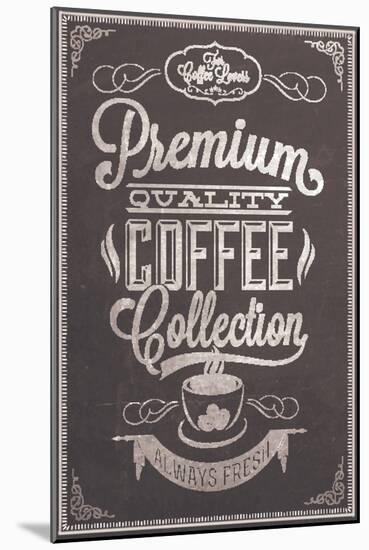 Premium Quality Coffee Collection Typography Background On Chalkboard-Melindula-Mounted Art Print