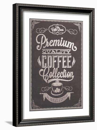 Premium Quality Coffee Collection Typography Background On Chalkboard-Melindula-Framed Art Print