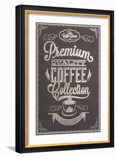 Premium Quality Coffee Collection Typography Background On Chalkboard-Melindula-Framed Art Print