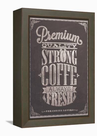 Premium Quality Strong Coffe Typography Background On Chalkboard-Melindula-Framed Stretched Canvas